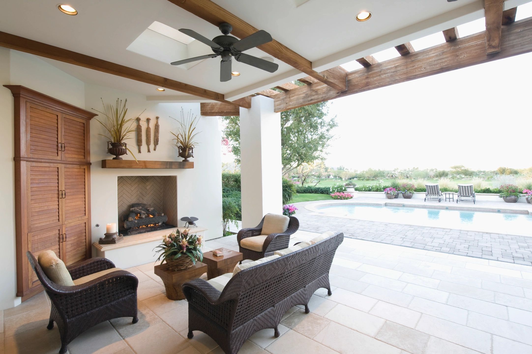 Luxury outdoor living space with pool